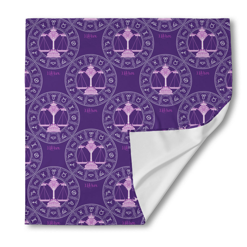 Purple Libra Zodiac Pattern Print Silk Bandana