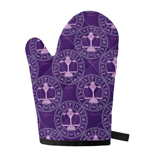 Purple Libra Zodiac Pattern Print Single Oven Mitt