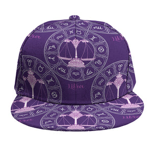 Purple Libra Zodiac Pattern Print Snapback Cap