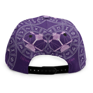 Purple Libra Zodiac Pattern Print Snapback Cap