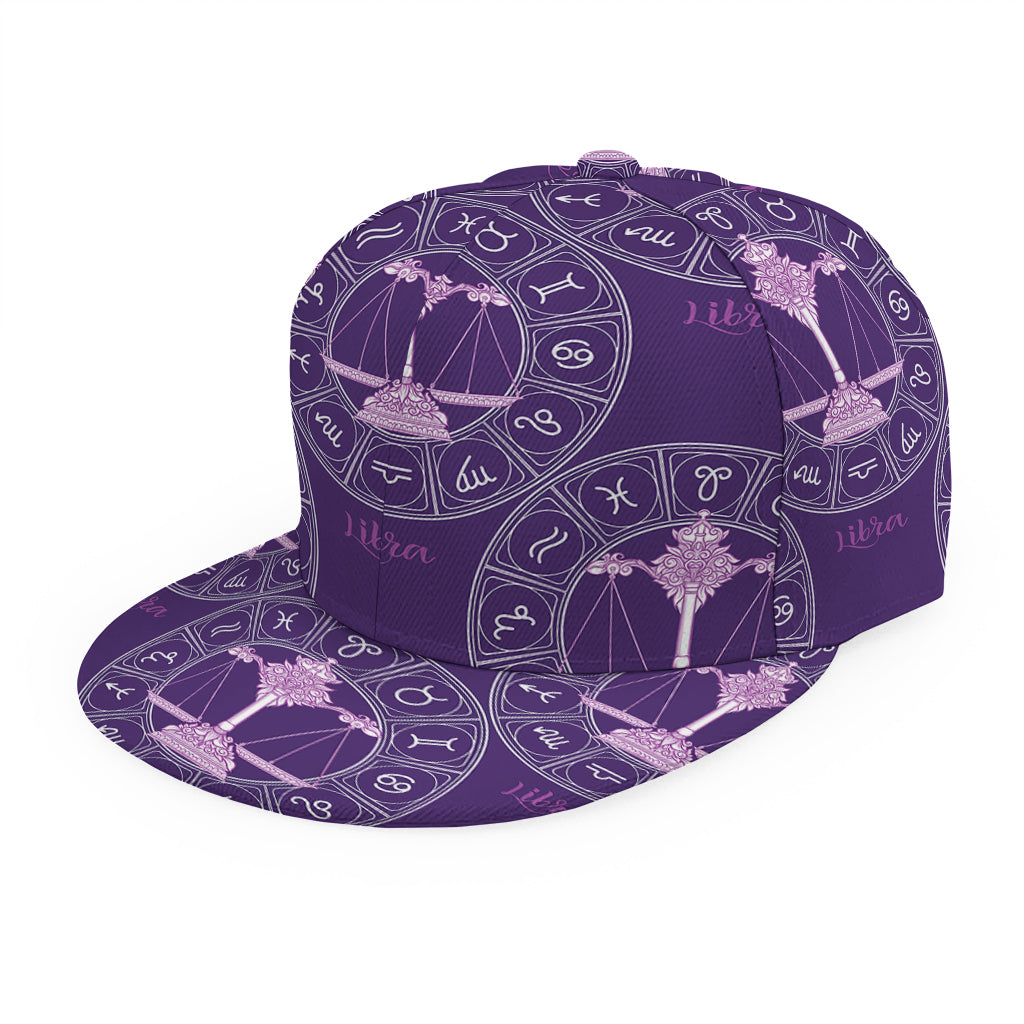 Purple Libra Zodiac Pattern Print Snapback Cap