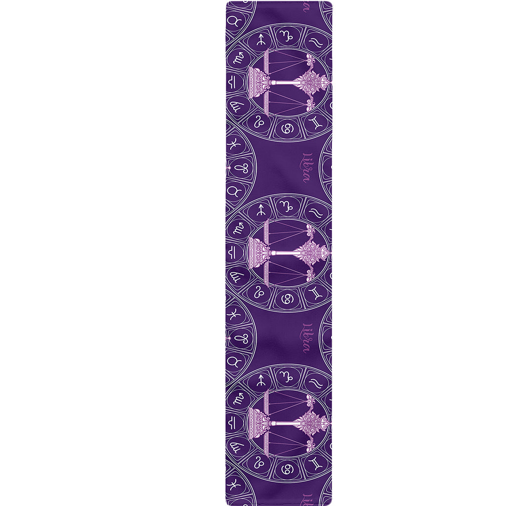 Purple Libra Zodiac Pattern Print Table Runner