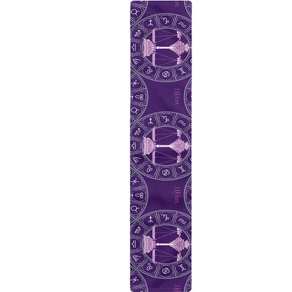 Purple Libra Zodiac Pattern Print Table Runner