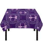 Purple Libra Zodiac Pattern Print Tablecloth