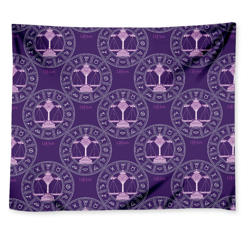 Purple Libra Zodiac Pattern Print Tapestry