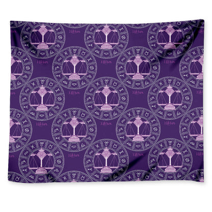 Purple Libra Zodiac Pattern Print Tapestry