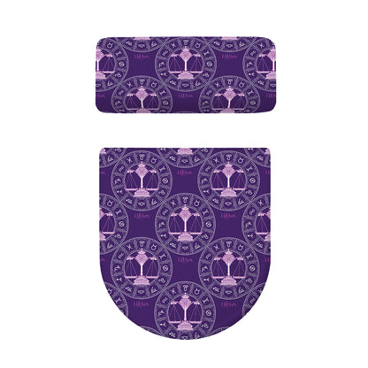 Purple Libra Zodiac Pattern Print Toilet Lid And Tank Cover Set
