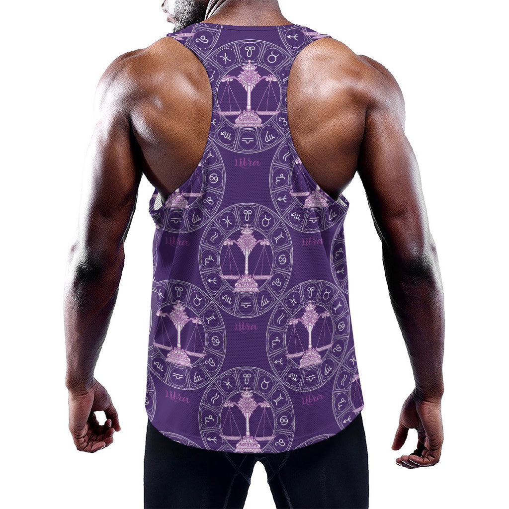 Purple Libra Zodiac Pattern Print Training Tank Top