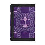 Purple Libra Zodiac Pattern Print Trifold Wallet