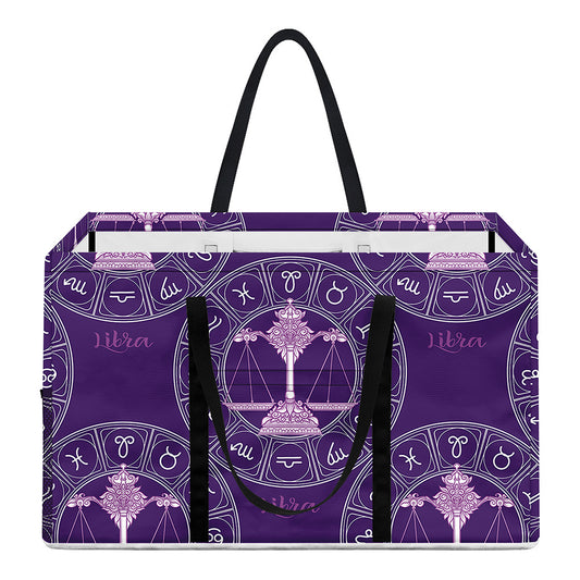 Purple Libra Zodiac Pattern Print Utility Tote Bag
