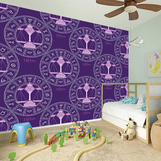 Purple Libra Zodiac Pattern Print Wall Sticker