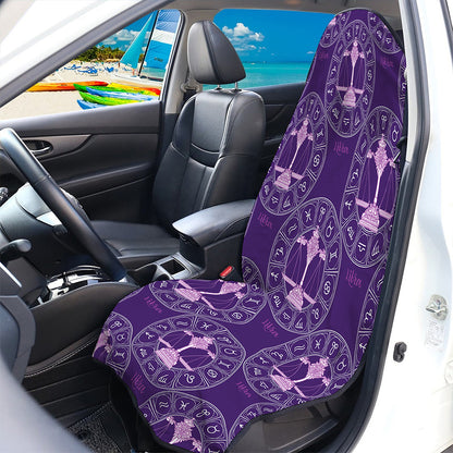 Purple Libra Zodiac Pattern Print Waterproof Car Seat Cover