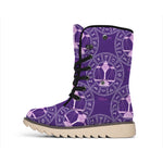 Purple Libra Zodiac Pattern Print Winter Boots