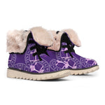 Purple Libra Zodiac Pattern Print Winter Boots