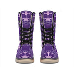 Purple Libra Zodiac Pattern Print Winter Boots