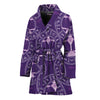 Purple Libra Zodiac Pattern Print Women's Bathrobe