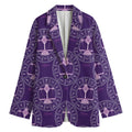 Purple Libra Zodiac Pattern Print Women's Blazer