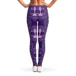 Purple Libra Zodiac Pattern Print Women's Leggings