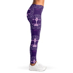 Purple Libra Zodiac Pattern Print Women's Leggings