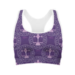 Purple Libra Zodiac Pattern Print Women's Sports Bra