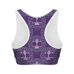 Purple Libra Zodiac Pattern Print Women's Sports Bra