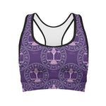 Purple Libra Zodiac Pattern Print Women's Sports Bra