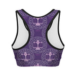 Purple Libra Zodiac Pattern Print Women's Sports Bra