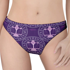 Purple Libra Zodiac Pattern Print Women's Thong