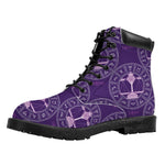 Purple Libra Zodiac Pattern Print Work Boots