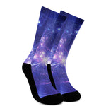 Purple Light Circle Galaxy Space Print Crew Socks