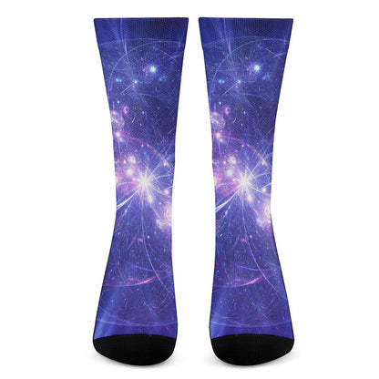 Purple Light Circle Galaxy Space Print Crew Socks