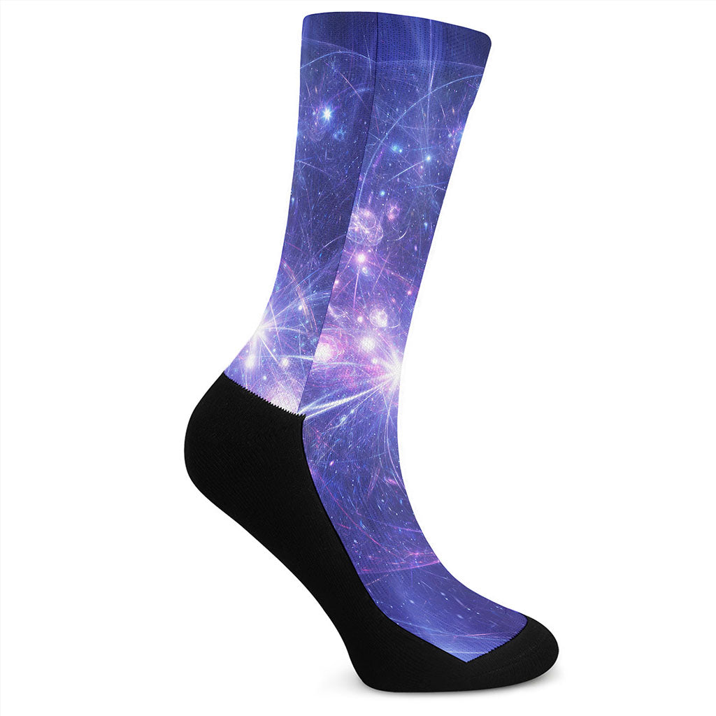 Purple Light Circle Galaxy Space Print Crew Socks