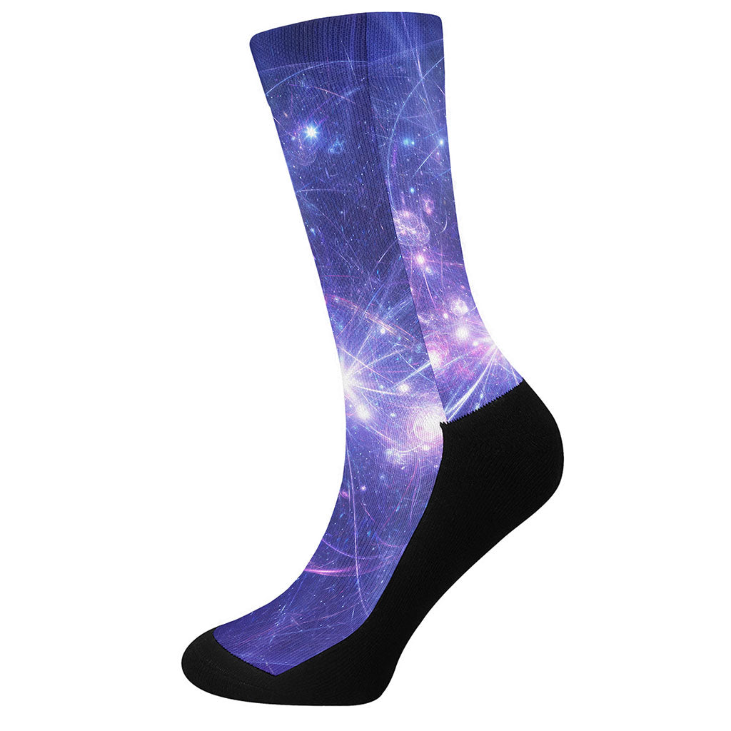 Purple Light Circle Galaxy Space Print Crew Socks