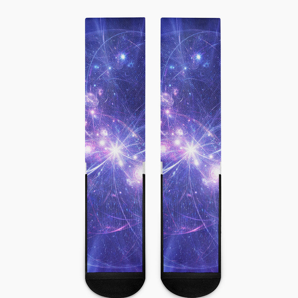Purple Light Circle Galaxy Space Print Crew Socks