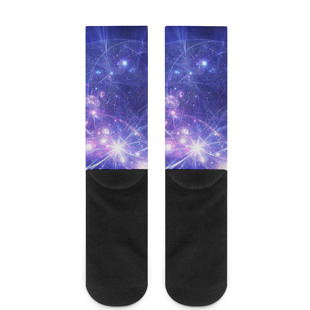 Purple Light Circle Galaxy Space Print Crew Socks