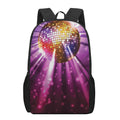 Purple Light Disco Ball Print 17 Inch Backpack
