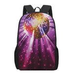 Purple Light Disco Ball Print 17 Inch Backpack