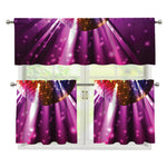 Purple Light Disco Ball Print 3 Piece Kitchen Curtains