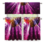 Purple Light Disco Ball Print 3 Piece Kitchen Curtains
