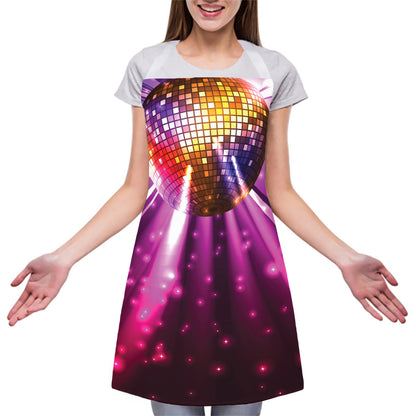 Purple Light Disco Ball Print Adjustable Apron