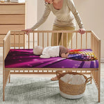Purple Light Disco Ball Print Baby Crib Sheet
