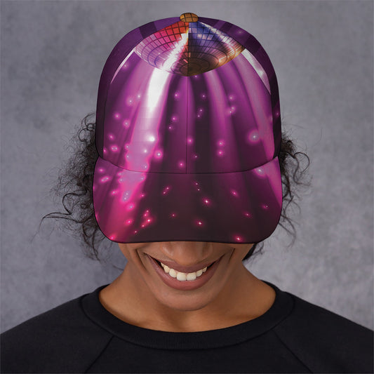Purple Light Disco Ball Print Baseball Cap