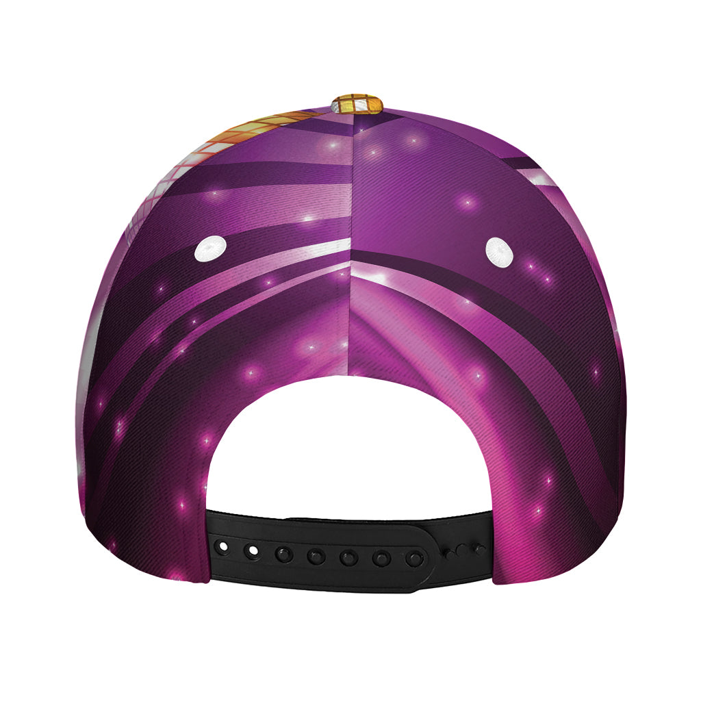 Purple Light Disco Ball Print Baseball Cap