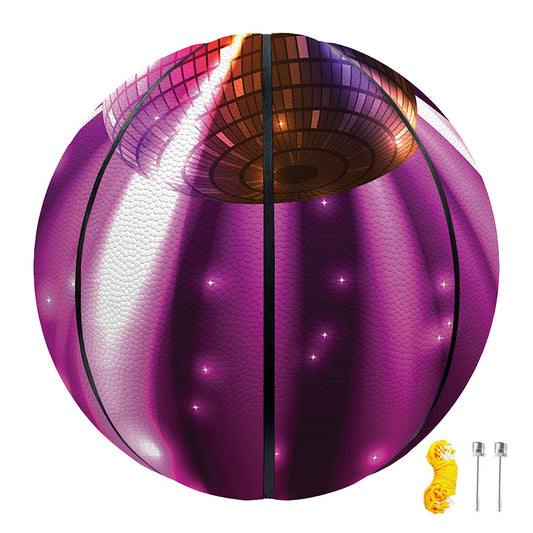 Purple Light Disco Ball Print Basketball