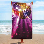 Purple Light Disco Ball Print Beach Towel