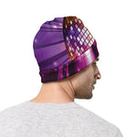 Purple Light Disco Ball Print Beanie