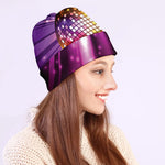 Purple Light Disco Ball Print Beanie