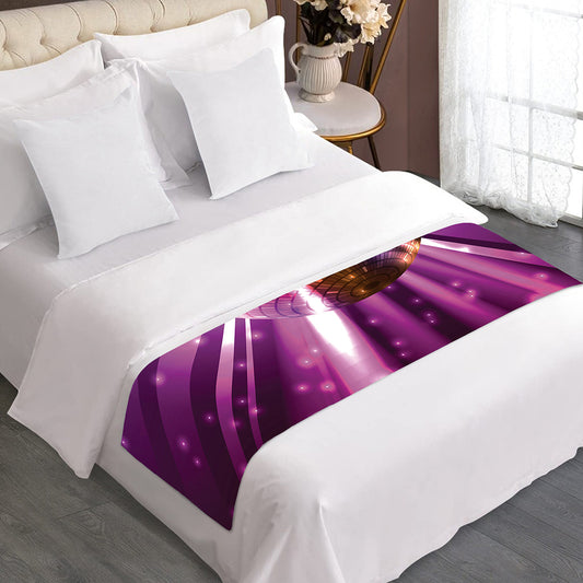 Purple Light Disco Ball Print Bed Runner