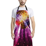 Purple Light Disco Ball Print Bib Apron With Pocket