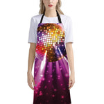 Purple Light Disco Ball Print Bib Apron With Pocket